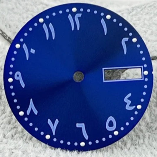 Dark Blue Modified 28.5mm Arabic Font Watch Dial Green Lume for NH36/4R36/7S26