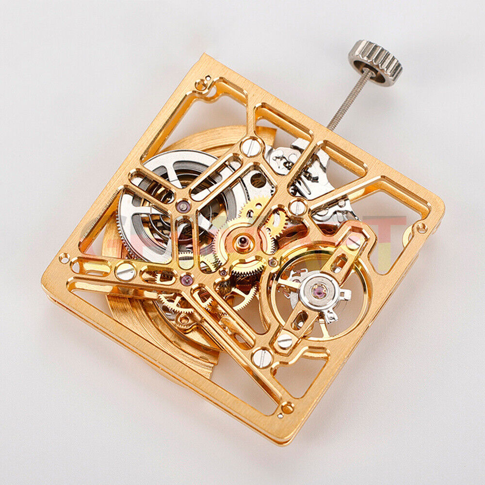 Asian HZ1B01D watch accessory featuring silver, gold, and black hollow square design with automatic mechanical movement.