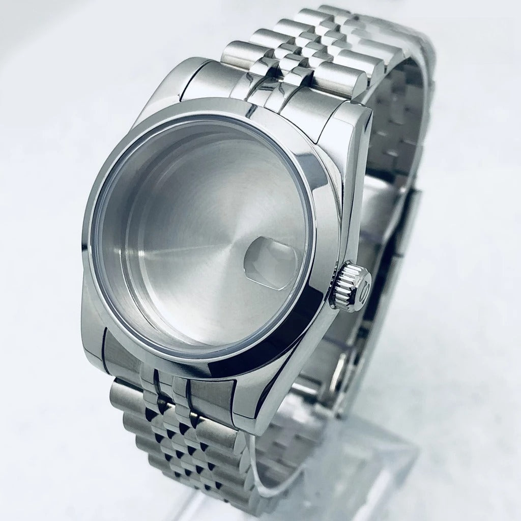 36/40mm Watch Case with Stainless Steel Sapphire Crystal for NH34 NH36 S Crown