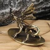 Solid Copper Pterosaur Dragon Trinket Vintage Hand Carved Bronze Model Figurines
