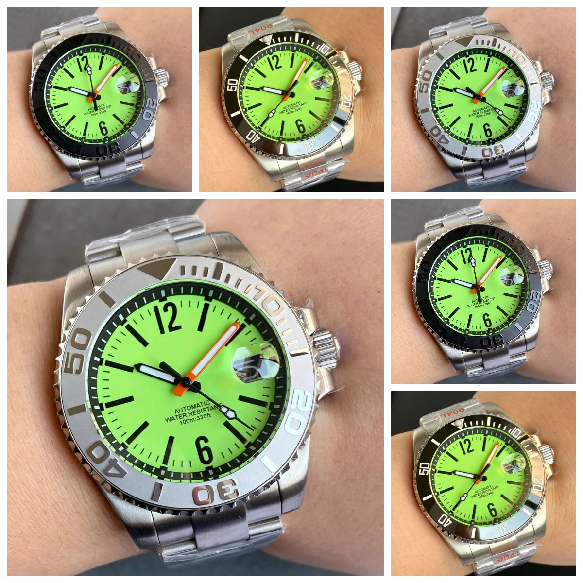 40mm Luminous Dial Date Window Sapphire Glass with Insert Bezel for NH35