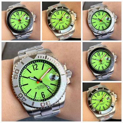 40mm Luminous Dial Date Window Sapphire Glass with Insert Bezel for NH35
