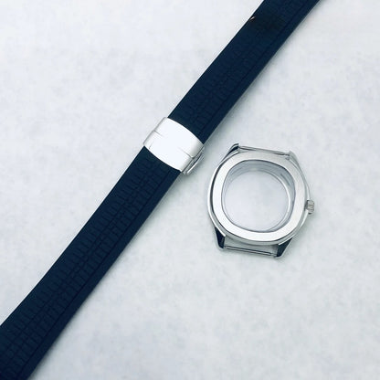 42mm Silver Watch Case Sapphire Glass Rubber Strap For NH35/34 NH36/38 NH70 NH72