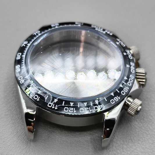 Silver Black Daytona 40mm Mens Watch Steel Case for Daytona VK63 VK64 Case