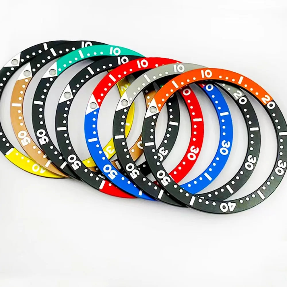 38 mm * 31,5 mm insert de lunette à anneau en aluminium plat avec perle lumineuse C3 pour Seiko SKX007 SKX009 Nouveaux accessoires de remplacement SRPD