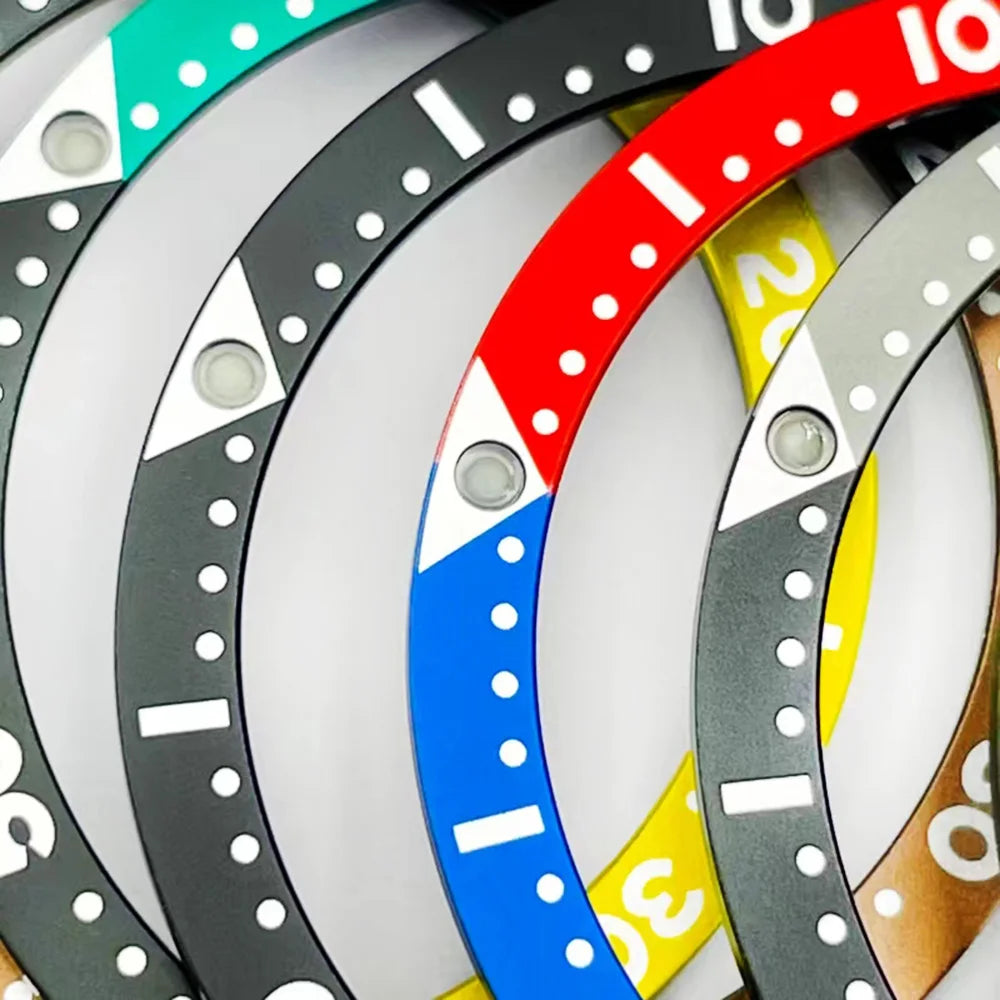 38 mm * 31,5 mm insert de lunette à anneau en aluminium plat avec perle lumineuse C3 pour Seiko SKX007 SKX009 Nouveaux accessoires de remplacement SRPD