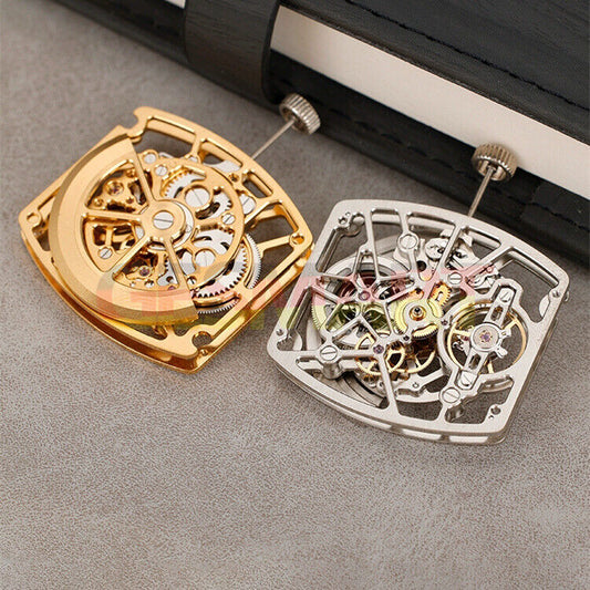 Asian HZ1C02A barrel-shaped automatic watch with silver, gold, and black accents, perfect for stylish wear