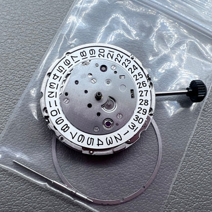 Japan Miyota 9015 Automatic Mechanical Movement Date@3 Silver Plated