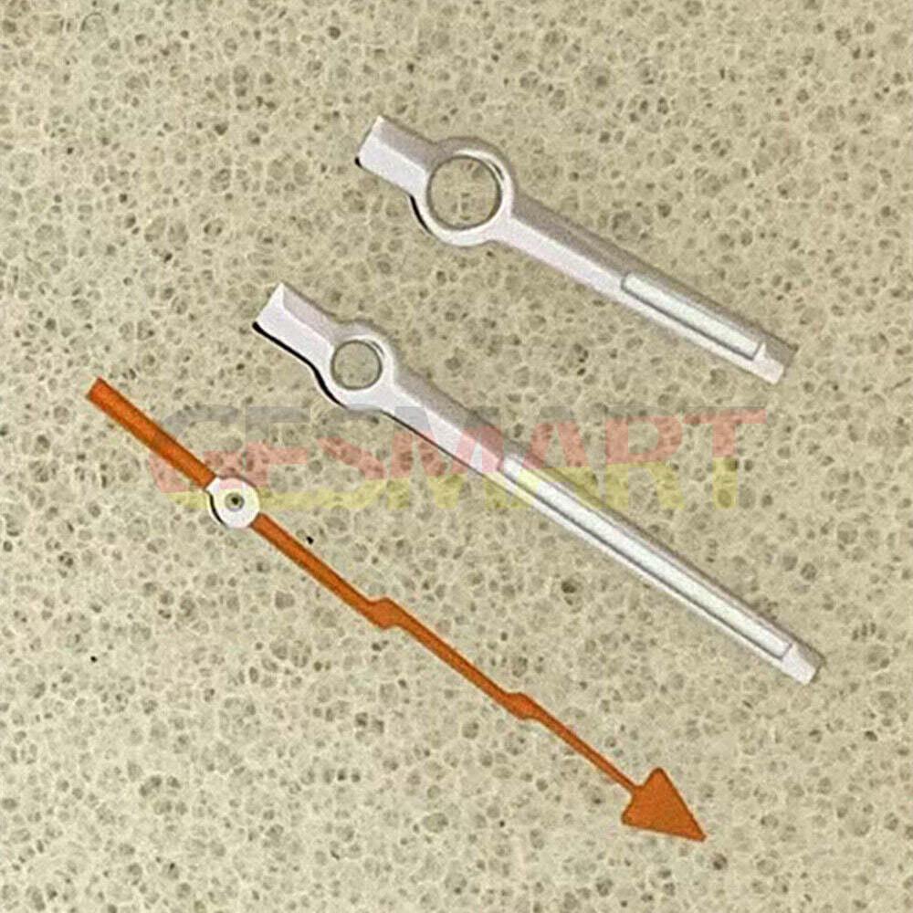 Green luminescent watch hands with silver trim, precision fit for Miyota 8215/821A & Mingzhu 2813/3804 movements.