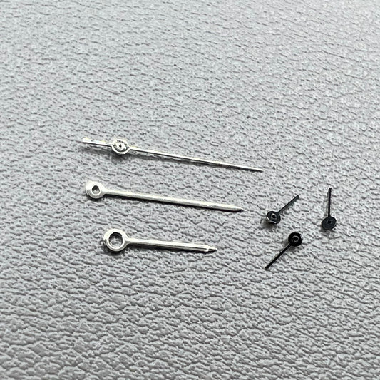 2 Sets Black Small Second Hands Silver Trim Hand Set for VD53 VD54 VD57 Movement