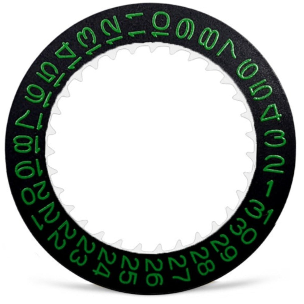 Green font black date disk wheel for NH35 NH36 watch movement with date at 3 o'clock