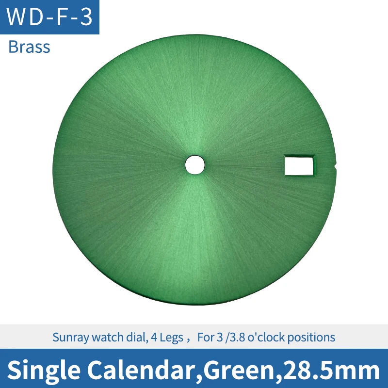 Single Calendar Green 28.5mm Watch Dial Fit For Skx007 Skx009 Sprd NH35 NH36