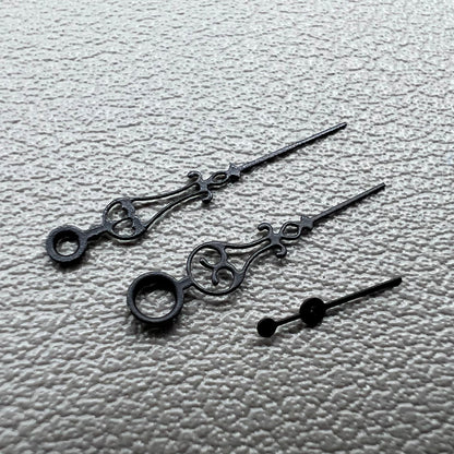 Black floral-style watch hands for Seagull ST3600 ST3621 and ETA6497 movements by Schwarze.