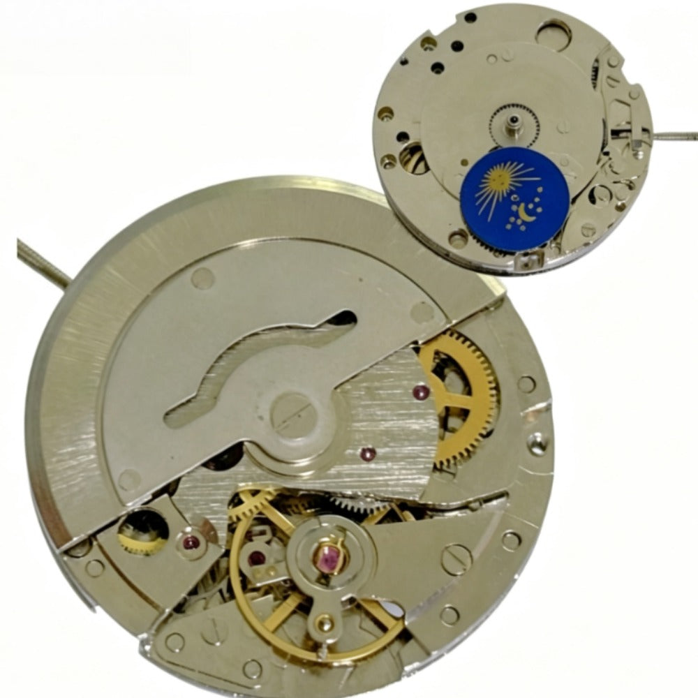 Chinese 2813 8205 Automatic Mechanical Movement Golden Wheel Moonphase 3 Hands