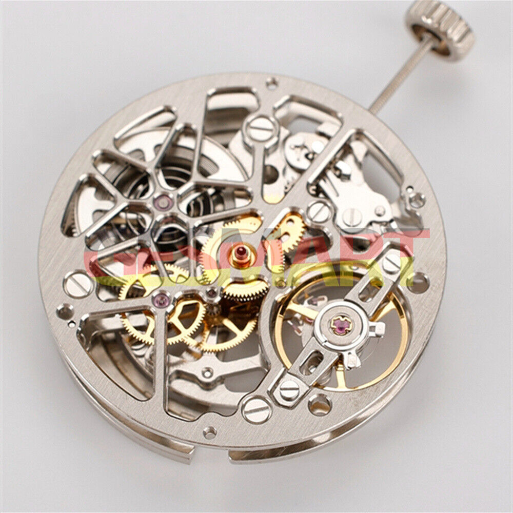 HZ1A02A watch accessory featuring silver, gold, and black hollow mechanical movement, China Made craftsmanship.