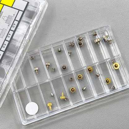 16 PIECES Stainless Steel Watch Crown Silver & Golden Screw on Crown Tube & Gasket