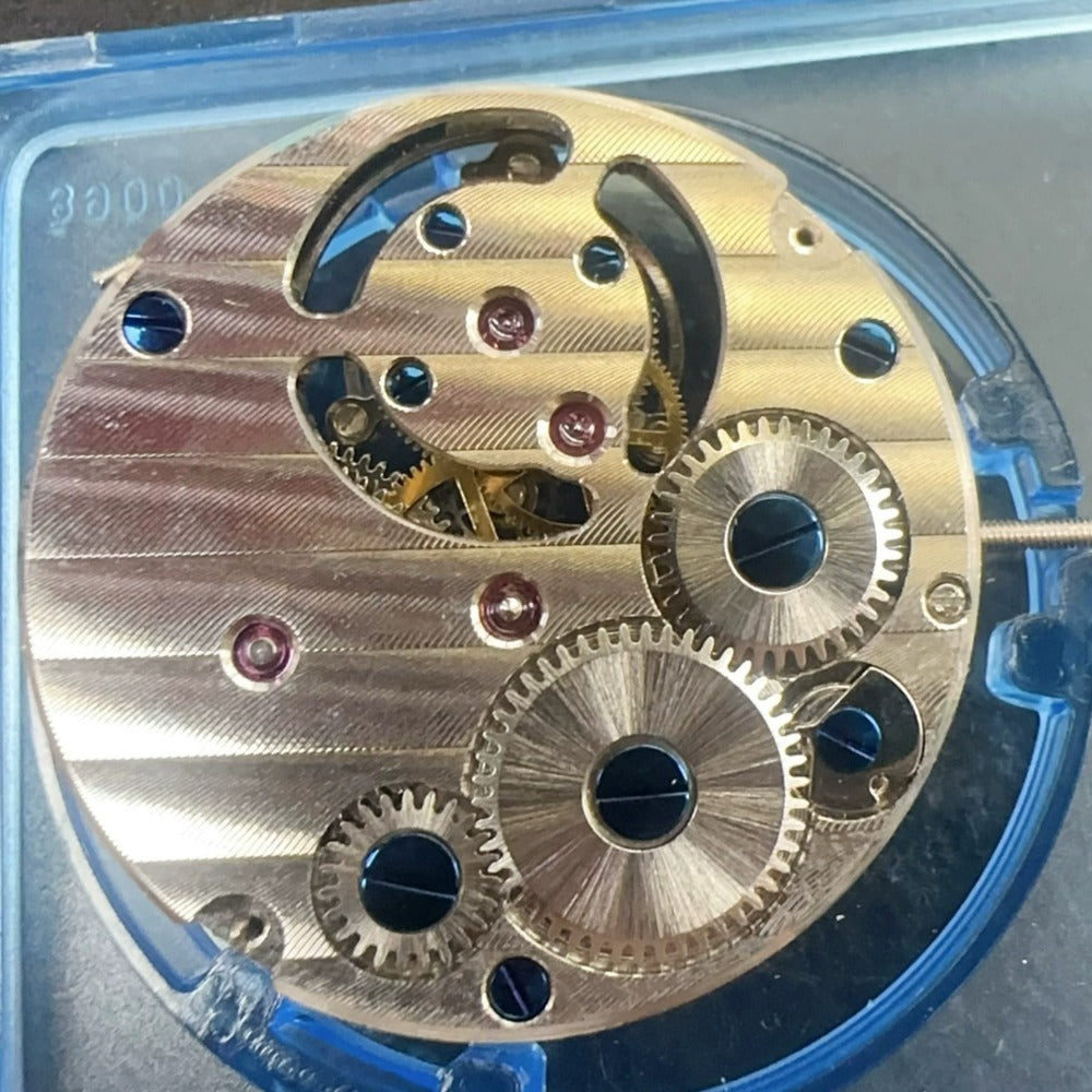 Hangzhou 3310 Flywheel mechanical watch movement in a detailed close-up, hand-wound precision.