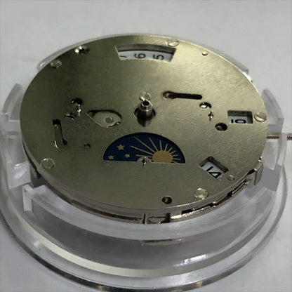 China Made 2813 mechanical watch movement featuring single calendar and small seconds subdials at 3, 6, and 9 o'clock positions for precision timekeeping.
