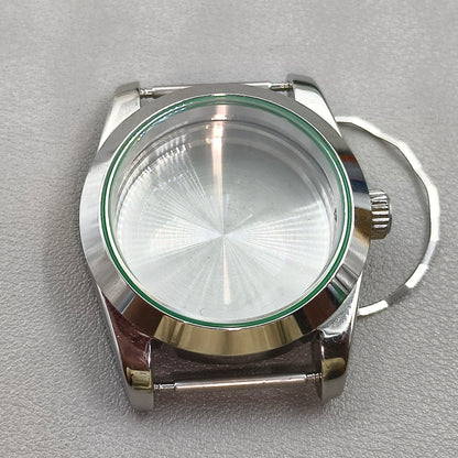 39MM Stainless Steel Silver Watch Case Sapphire Glass Solid Bottom for NH35 NH36 4R