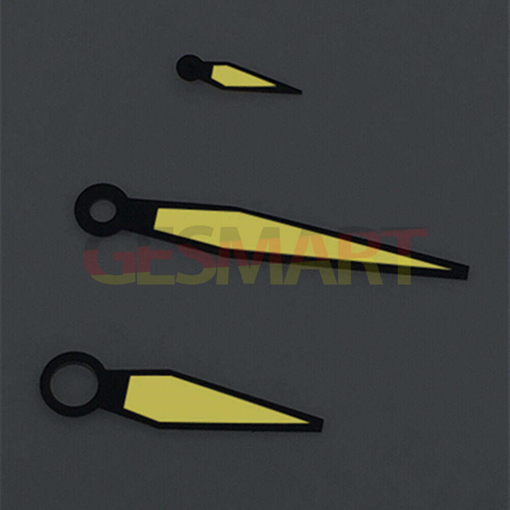 Black trim diamond-shaped orange lume watch hands for ST3600/ST3620/ETA6497/6498 movements, enhancing vintage timepieces.