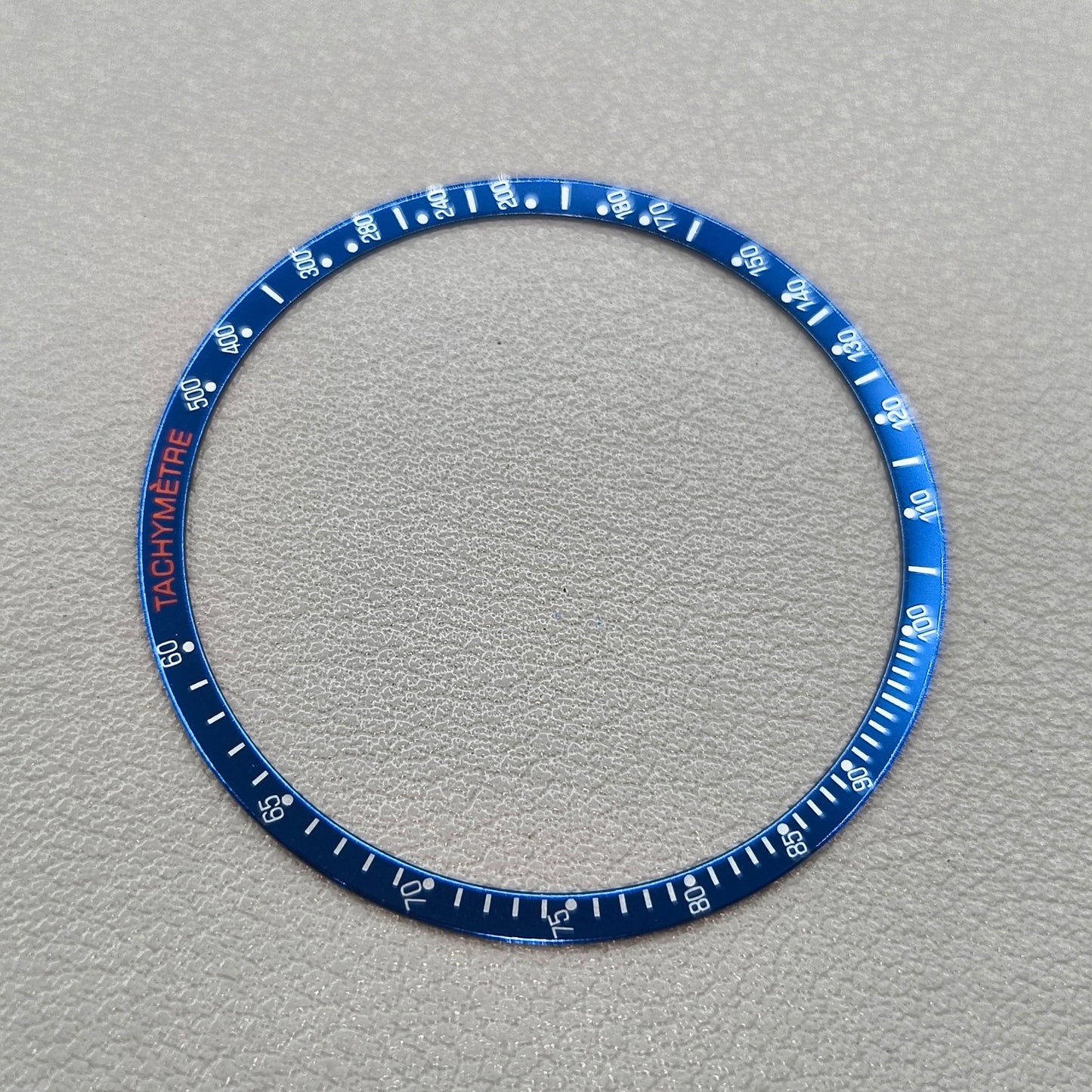 Aluminum Alloy Watch Bezel Blue Ring+White+Orange Font for Omega Speedmaster