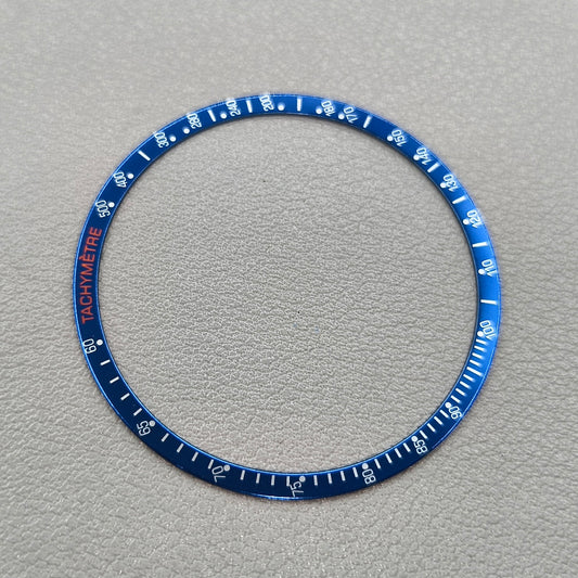 Aluminum Alloy Watch Bezel Blue Ring+White+Orange Font for Omega Speedmaster