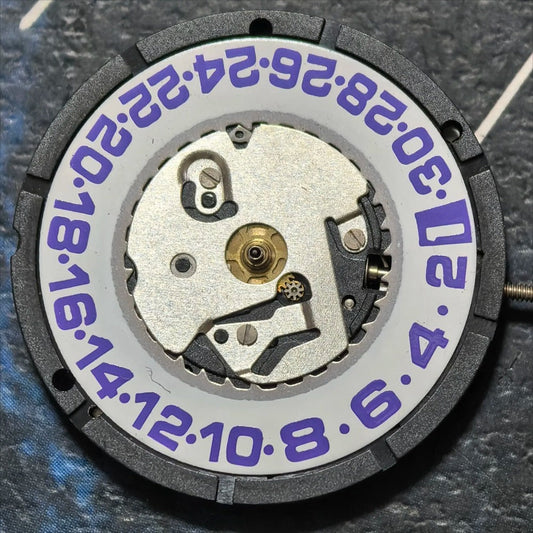 Swiss Made ISA 2330 Quartz Movement 3 Hands Purple Font Date At 6 Watch Part