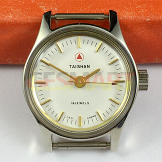 Liaocheng TAISHAN 25mm mechanical lady watch with 19 jewels, golden nail markers, and round case design