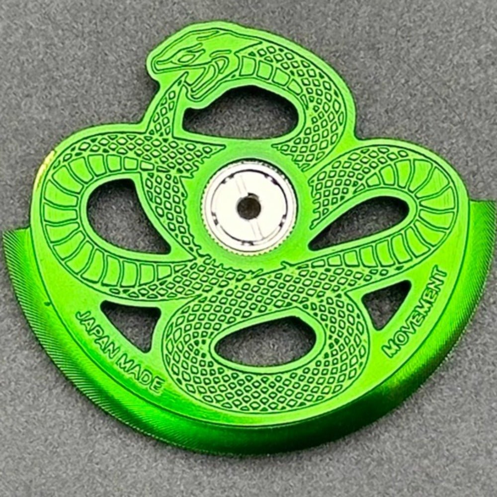 Green hollow snake-patterned watch strap, stylish accessory for watch customization.