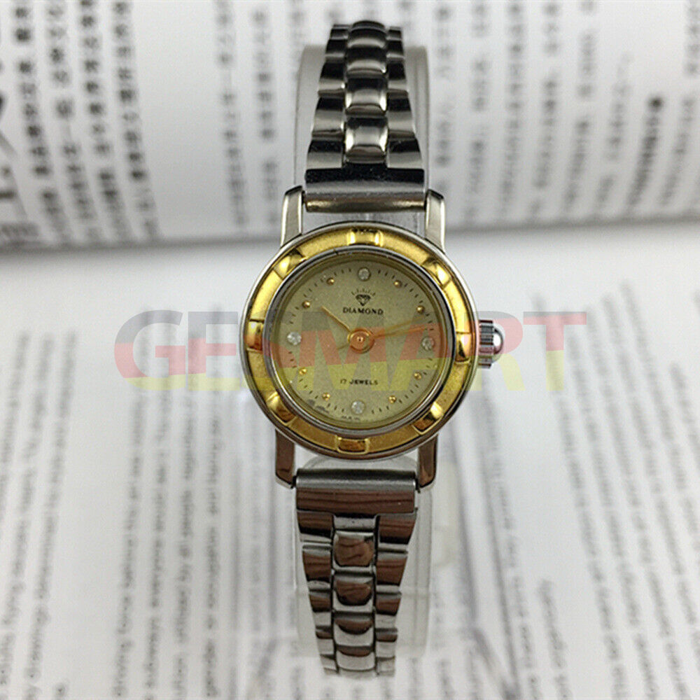 SHANGHAI DIAMOND 21mm manual mechanical lady watch with golden dial and 17 jewels craftsmanship