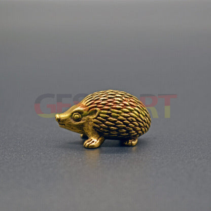 Hand-carved solid copper vintage hedgehog figurine, perfect for collectors and decor.
