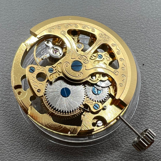 Golden Hollow 32.8mm watch with 7120 automatic mechanical movement, extra-large design.