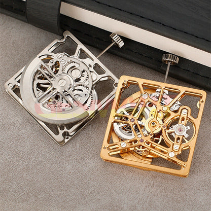 Asian HZ1B01D watch accessory featuring silver, gold, and black hollow square design for automatic mechanical watches.