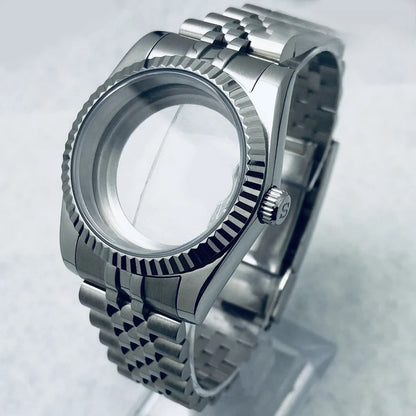 36mm/40mm Fluted Bezel Case Sapphire Glass For Mod  Steel Case Fit Nh35 Nh36