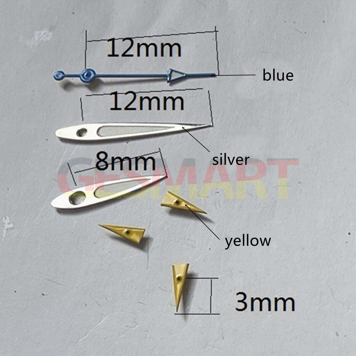 Aiguilles de montre luminescentes argentées et bleues de 12 mm pour Miyota OS10, OS20, OS22, OS60, OS80, OS11