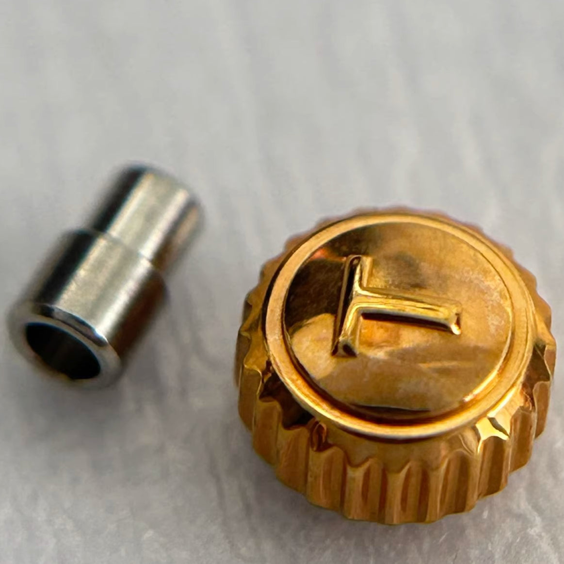Steel rose gold watch crown by Generic, compatible with Tissot T101 for precise repair and replacement.