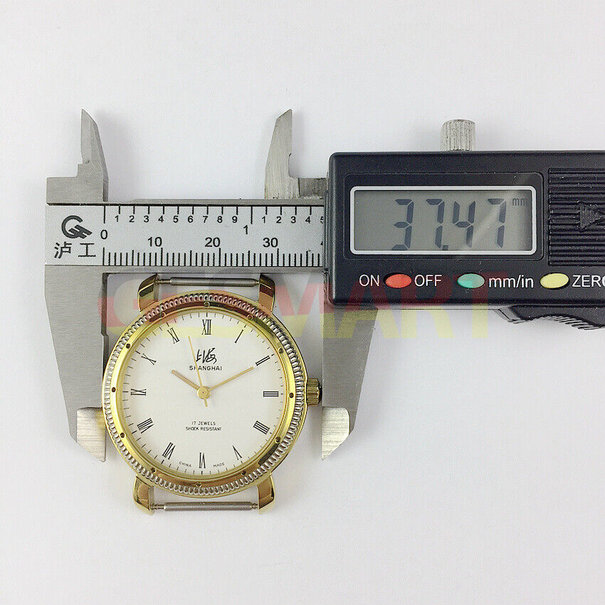 Shanghai Factory 8120 manual mechanical watch with white 36mm dial, 17 jewels, for precise timekeeping and classic style.