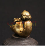 Solid Copper Dharma Agarwood Furnace Trinket Hand Carved Bronze Model Figurines