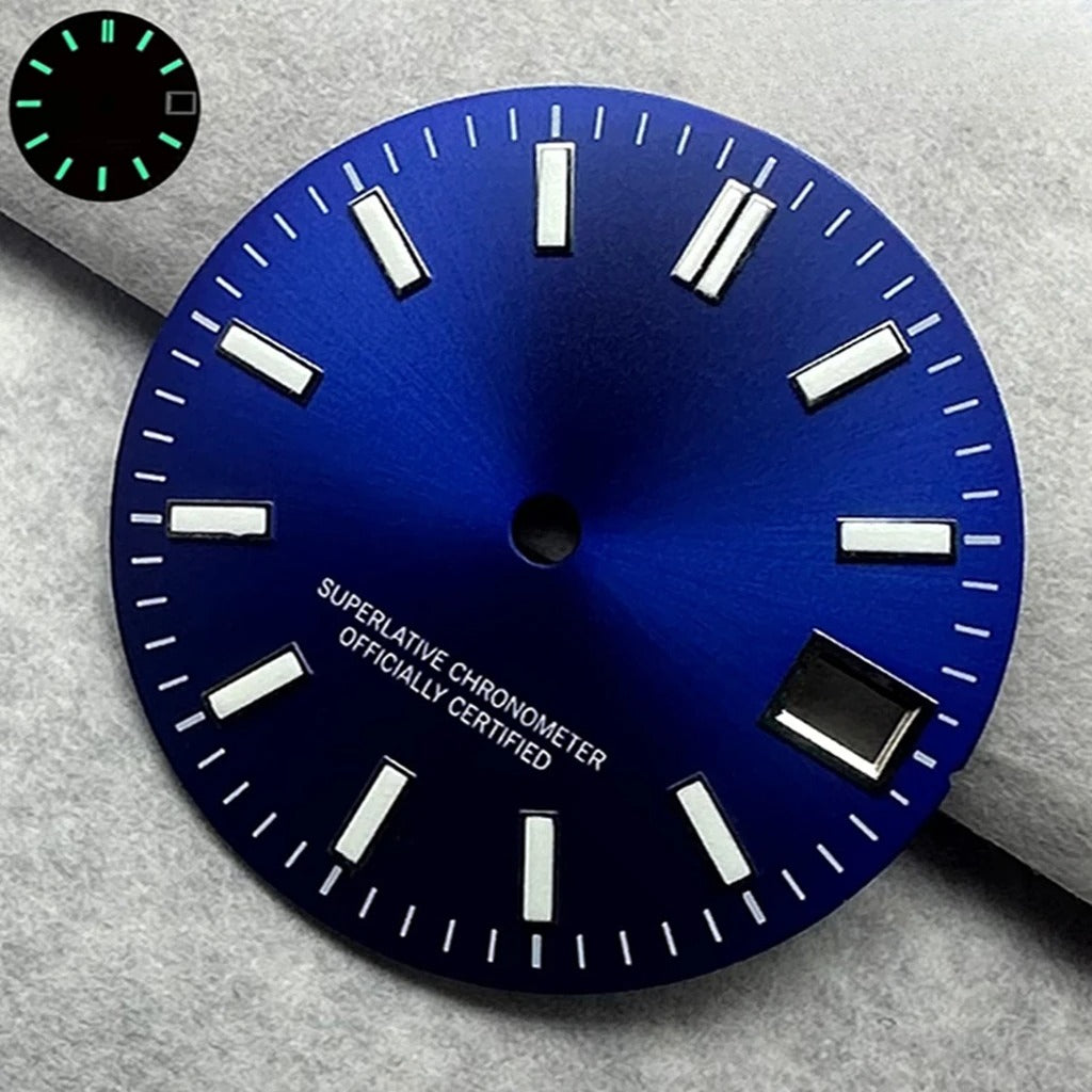 28.5mm Multicolor Date Window Green Luminous Dial For NH35  NH36/4R/7S Movement