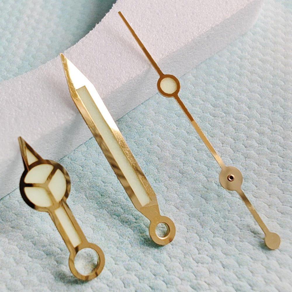 Matte green lume watch hands 17mm for NH34 NH35 series, enhancing visibility and style.