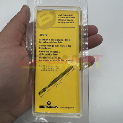 Bergeon 30432 pin vice with slide lock, ideal for holding drills and broaches securely.