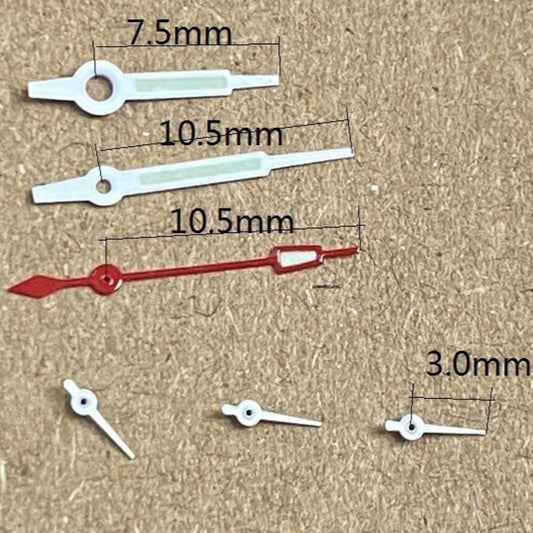 Silver trim red second hand watch hands with green lume for Miyota OS10 OS20 OS30 models