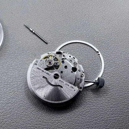 Japan Miyota 8215 silver plated automatic watch movement with date at 6 o?clock, precise mechanical design.