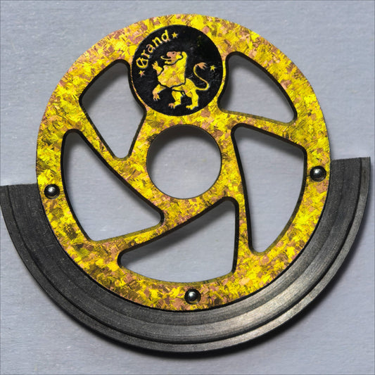Yellow titanium rotor with natural ice crystal patterns, designed for NH35 NH36 movements, enhancing watch performance.