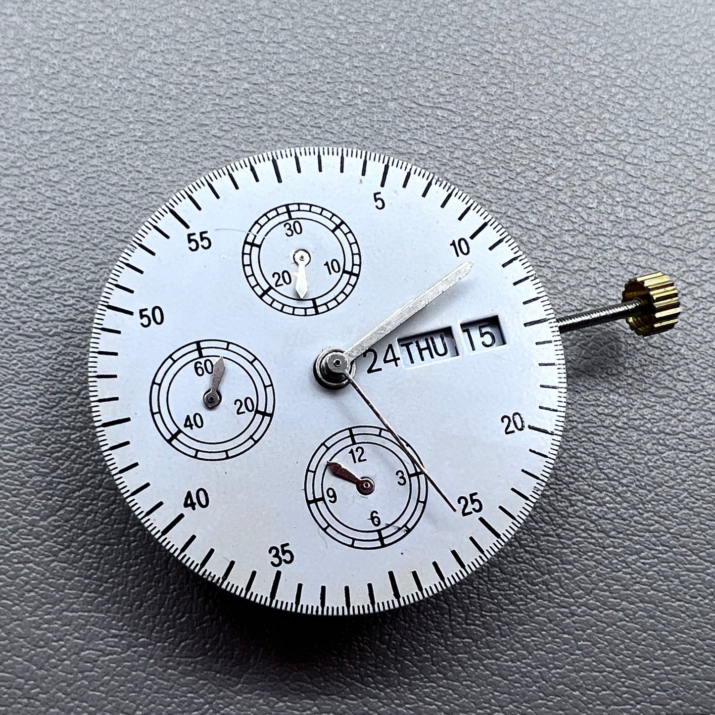 SHANGHAI 7750 White Day Date Small Automatic Mechanical Movement Second@9