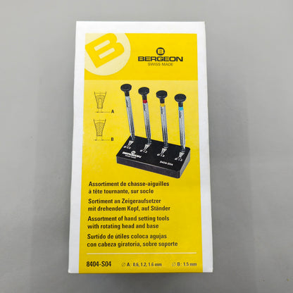 Swiss Bergeon 8404-S04 Watch Hand Fitting Tools On Stand (Set Of 4)