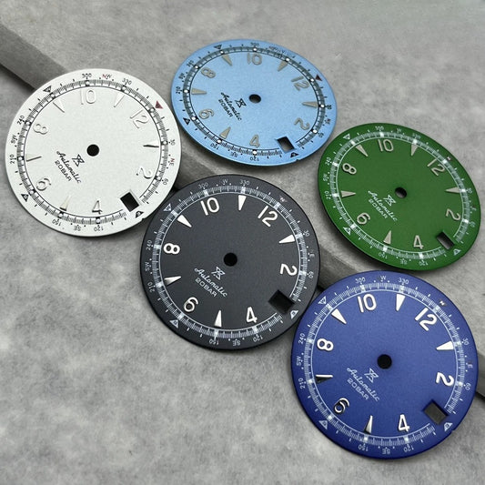 28.5mm Multicolor Watch Dial Date Window Green Luminous Dial Fit NH35/NH36/4R/7S