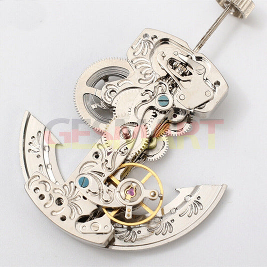 Asian Dandong silver hollow rectangle watch accessory with automatic mechanical movement detail