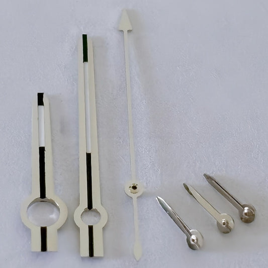 Silver 13.5mm watch hands with lume, compatible with 116500/02/03/05/08/09 ETA/Dandong 7750 models, for precise time reading.