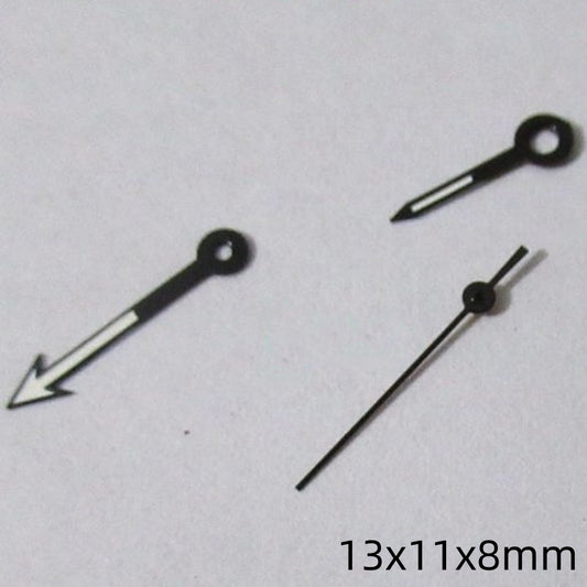 13 mm schwarz + weiß lackierte Uhrzeiger für Miyota 2035 2115 2105 2305 Uhrwerk